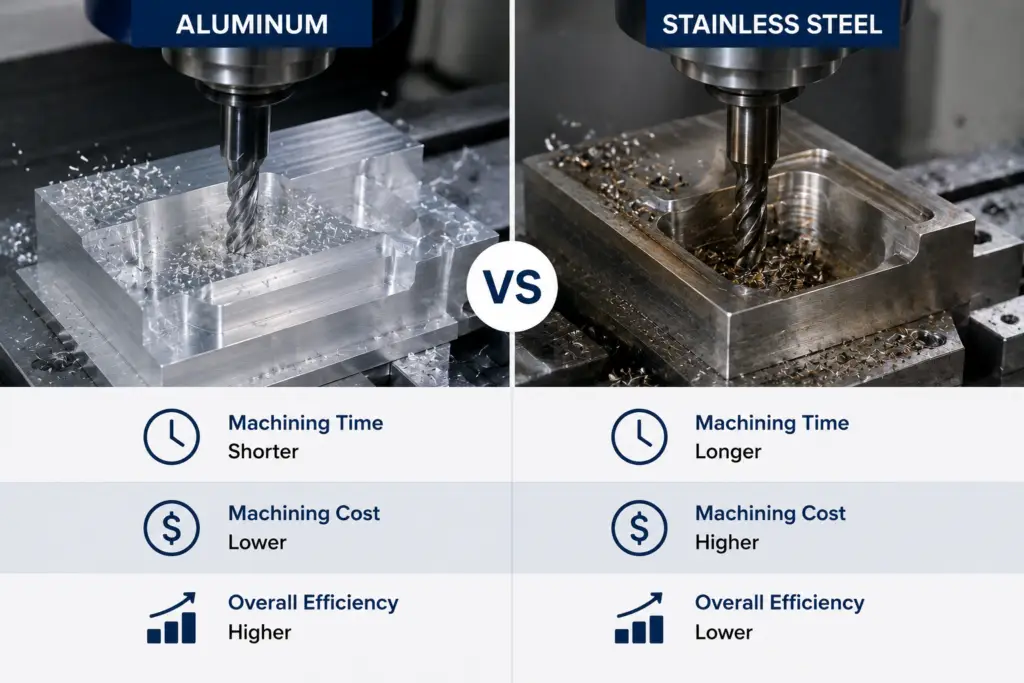Aluminum vs Stainless Steel for Custom Parts: How to Choose the Right Material 4 Machining Time and Cost Differences
