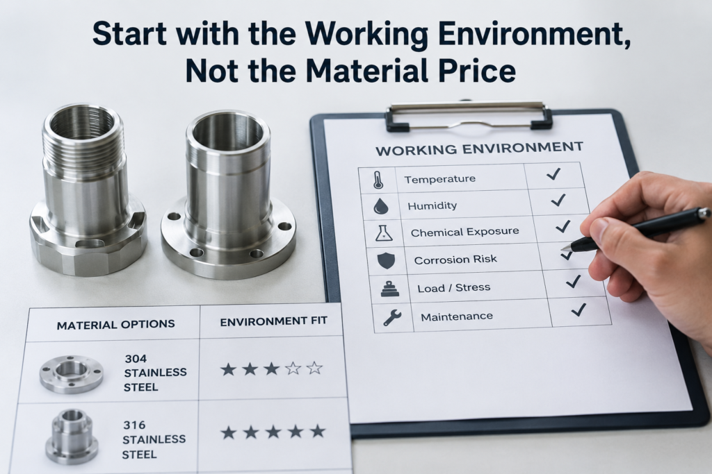 304 vs. 316 Stainless Steel for CNC Parts: Which Material Should You Choose? 1 Start with the Working Environment, Not the Material Price