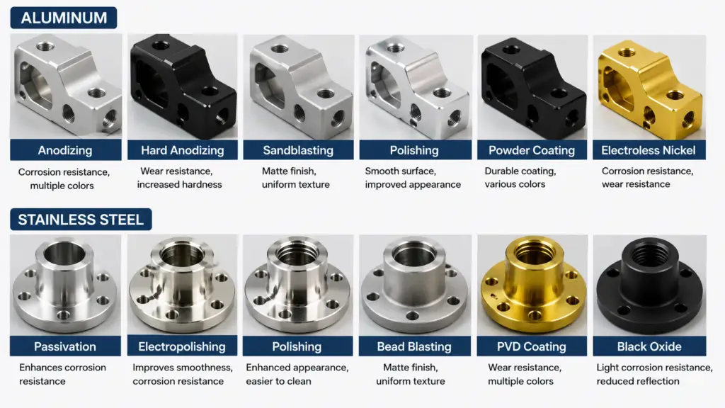Aluminum vs Stainless Steel for Custom Parts: How to Choose the Right Material 5 Surface Treatment Options for Aluminum and Stainless Steel CNC Machined Components