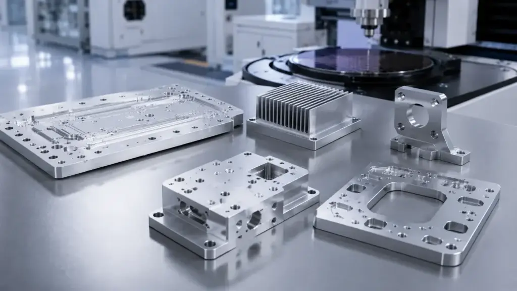Semiconductor CNC Machined Parts: Vacuum Plates, Cooling Fins and Sensor Brackets 2 Common Semiconductor CNC Machined Parts in Equipment